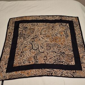 Black and Tan Paisley Square Scarf